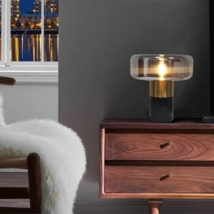 Modern Smoked Glass Table Lamp with Marble Base TL-A114 3