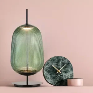 Modern Ribbed Glass Table Lamp with Metal Base TL-A092 2