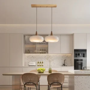 Nordic Glass and Wood Pendant Light P6082 2