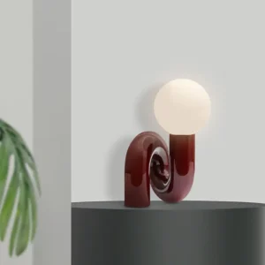 Red Spiral Glass and Resin Table Lamp TL-E003 2