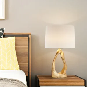 Gold Sculptural Table Lamp with Fabric Shade TL-E012 3
