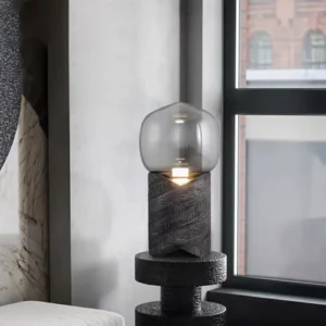 Smoked Glass Table Lamp with Resin Base TL-E018 2