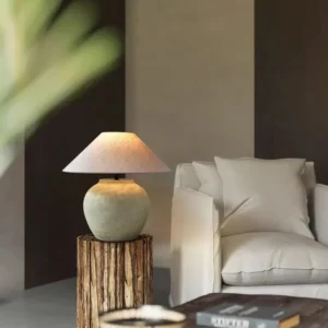 Wabi-Sabi Ceramic Table Lamp with Linen Shade TL-H008 2