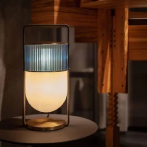Ribbed Glass Lantern Table Lamp TL-A036 2