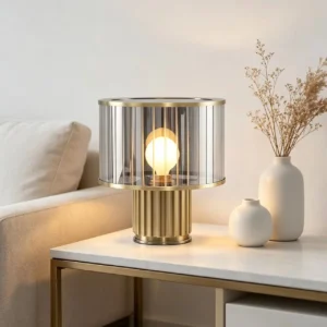 Modern Fluted Glass Drum Table Lamp TL-A063 3