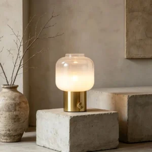 Modern Frosted Glass Table Lamp with Brass Base TL-A066 3
