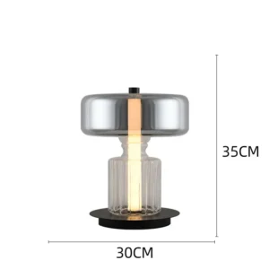 Modern Smoked Glass Table Lamp with Ribbed Base TL-A071 4