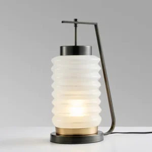 Modern Ribbed Glass Table Lamp with Metal Handle TL-A077 2