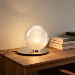 Modern Glass Globe Table Lamp with Metal Disc Base TL-A090 2