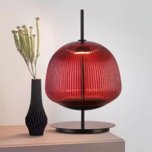 Modern Ribbed Glass Table Lamp with Metal Base TL-A092 1