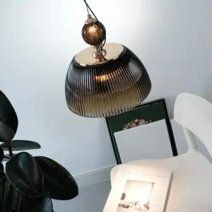 Mid century Retro Green Brown Glass Pendant Light P6052 2