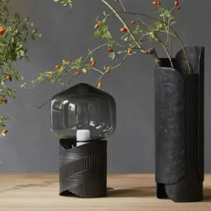 Smoked Glass Table Lamp with Resin Base TL-E018 1