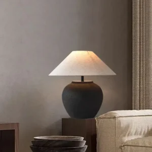 Wabi-Sabi Matte Black Ceramic Table Lamp TL-H007 1