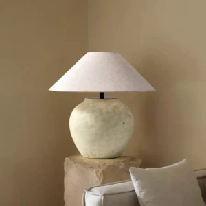 Wabi-Sabi Ceramic Table Lamp with Linen Shade TL-H008 1