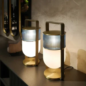 Ribbed Glass Lantern Table Lamp TL-A036 1