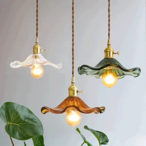 Vintage Wavy Glass Pendant Light P6079 2