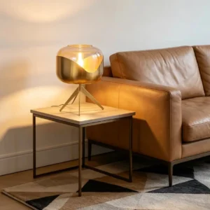 Modern Glass Table Lamp with Brass Finish Tripod Base TL-A070 3