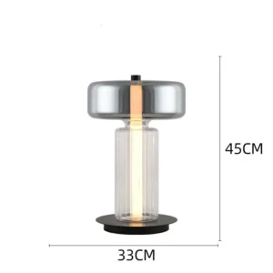 Modern Smoked Glass Table Lamp with Ribbed Base TL-A071 3
