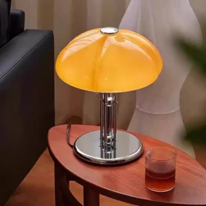 Modern Orange Glass Mushroom Table Lamp with Chrome Base TL-A094 1
