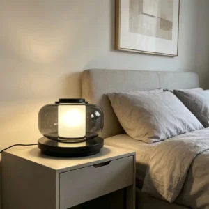 Modern Double Shade Glass Bedside Table Lamp TL-A103 3
