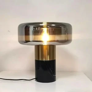 Modern Smoked Glass Table Lamp with Marble Base TL-A114 1