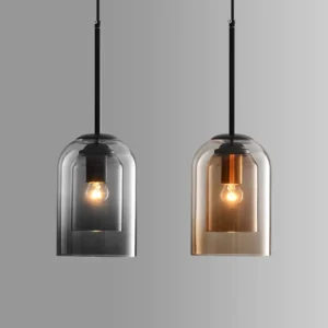 Smoke / Amber Glass Dome Pendant Light P6116 2