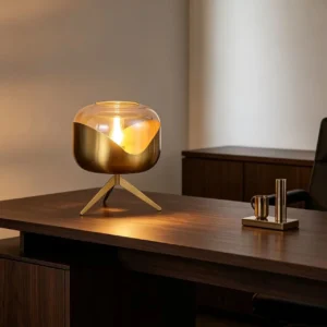 Modern Glass Table Lamp with Brass Finish Tripod Base TL-A070 2