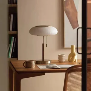Mid-Century Ribbed Glass Mushroom Table Lamp TL-A109 1