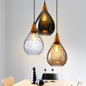 Textured Glass Teardrop Pendant Light P6084 2