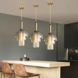 Modern Layered Glass Dome Pendant Light P6035 3