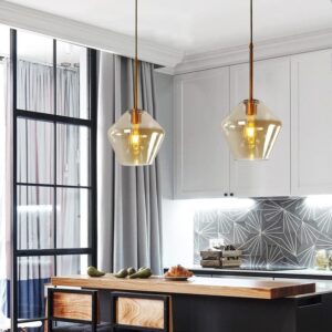 Modern Amber Glass Pendant Light P6099 3