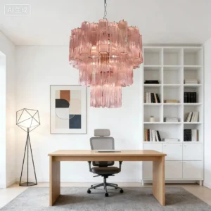 Murano Pink Triedri Chandelier MX9002 5