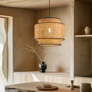 Rattan Layered Drum Pendant Light MP4021 3