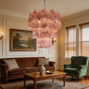 Murano Pink Triedri Chandelier MX9002 3