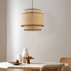Rattan Layered Drum Pendant Light MP4021 2