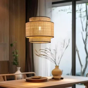 Rattan Layered Drum Pendant Light MP4021 1
