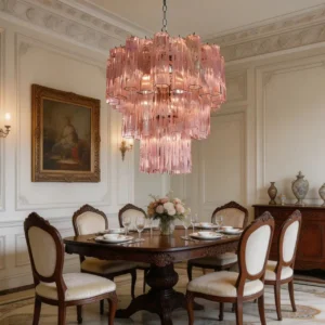 Murano Pink Triedri Chandelier MX9002 1