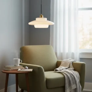 Mid Century Art Milk White Glass Pendant Light P6086 4