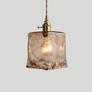 Amber Textured Glass Pendant Light P6080 4