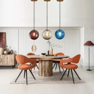 Modern Ribbed Glass Globe Pendant Light P6063 4