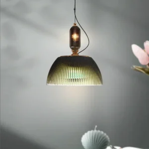 Mid century Retro Green Brown Glass Pendant Light P6052 4