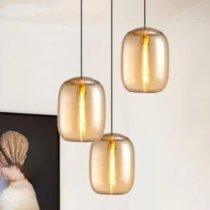 Ribbed Glass Pendant Light P6095 4