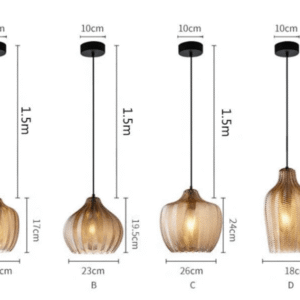 Amber Ribbed Glass Pendant Light P6092 5