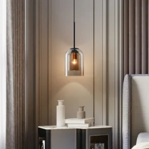 Smoke / Amber Glass Dome Pendant Light P6116 5