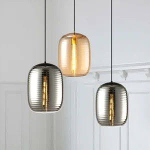 Ribbed Glass Pendant Light P6095 5
