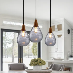 Textured Glass Teardrop Pendant Light P6084 5