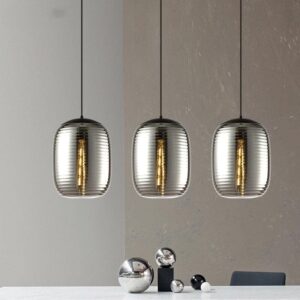 Ribbed Glass Pendant Light P6095 6