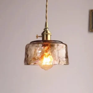 Amber Textured Glass Pendant Light P6080 6