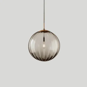 Modern Ribbed Glass Globe Pendant Light P6063 6