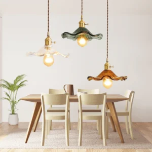 Vintage Wavy Glass Pendant Light P6079 6